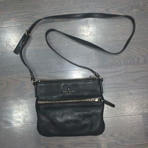 Kate Spade black leather crossbody purse